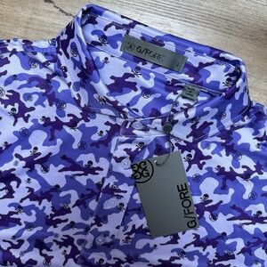 G/Fore Polo Shirt Men Small‎ Aura Purple Skull Camo Print Performance Golf NEW